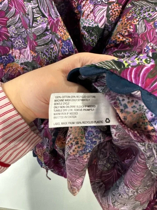 Kika Vargas For Target purple floral wrap top balloon sleeves size large - Picture 9 of 11